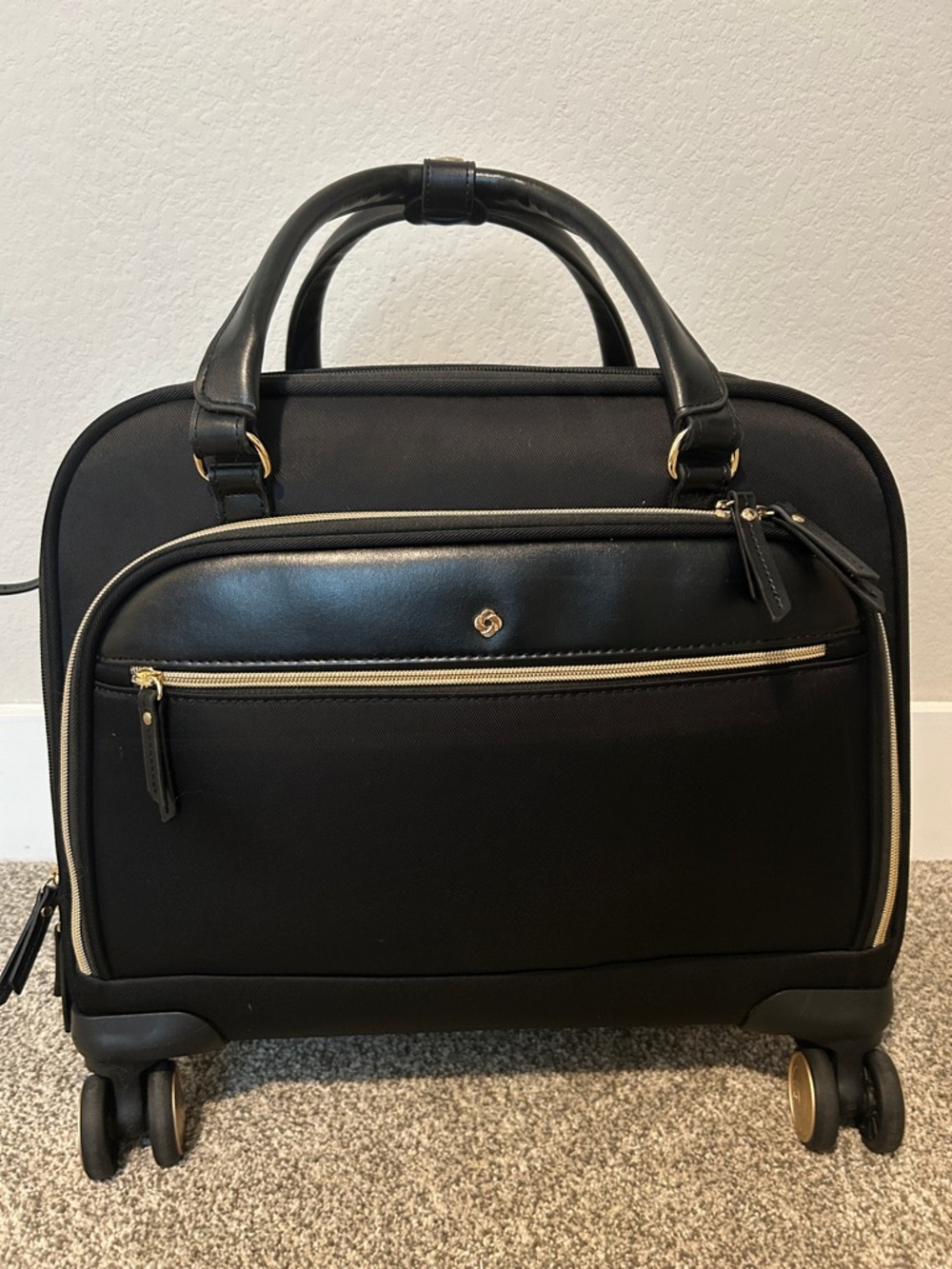 Samsonite Black Laptop Rolling Briefcase with Gold Accents